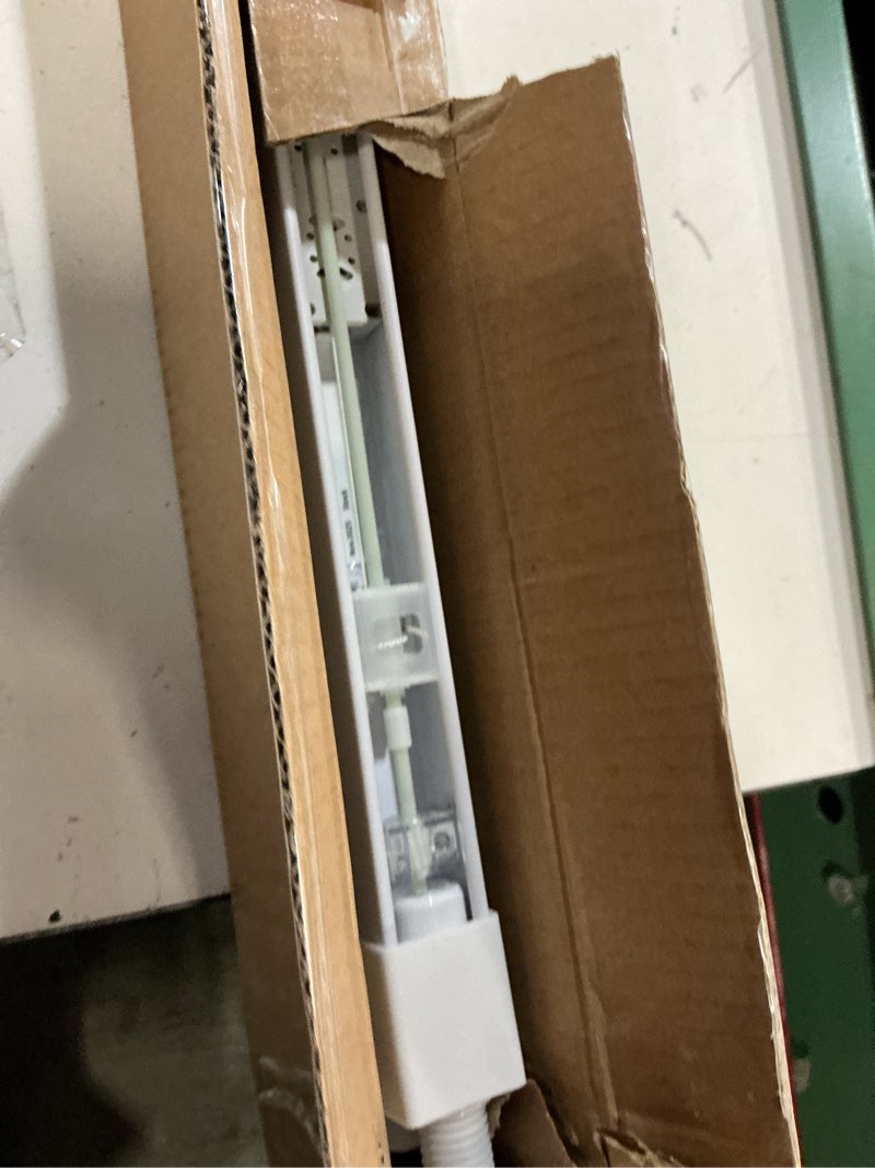 Condition photo showing As Is for lazblinds no tools no drill 1" vinyl mini blinds, cordless blinds for windows, light filtering horizontal window blinds & shades, 32" w x 64" h, white cordless-white 32" w x 64" h