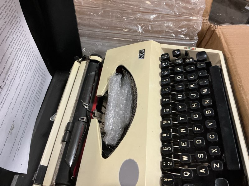 Condition photo showing As Is for manual typewriter with ribbon for writers, notes,letters and creative writing, fully mechanical retro portable typewriting machine for home and office vintage decor, classic old fashioned collectible