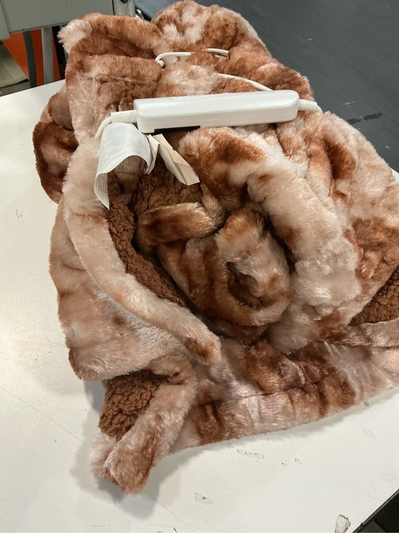 Condition photo showing As Is for Electric Heated Blanket Throw 50''x60''Size Faux Fur Heating Blanket 10 Heating Settings, 1-8h Timer & Overheat Protection, Machine Washable, Soft Flannel and Sherpa Full Body Warmth Brown Throw