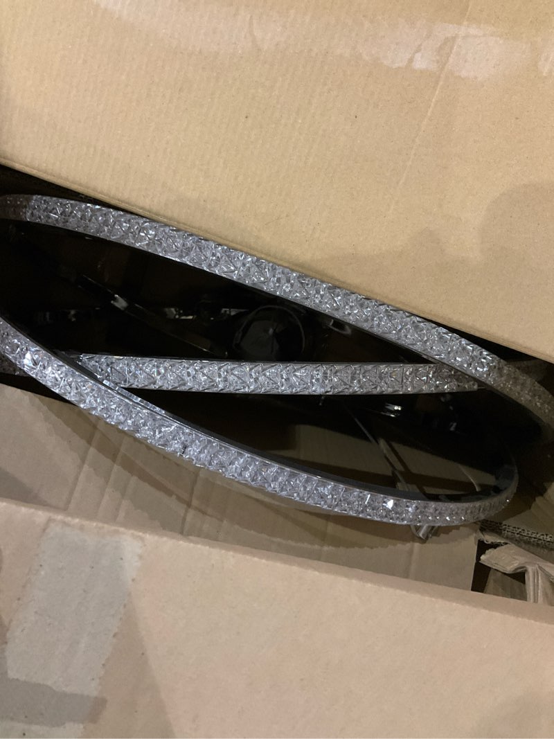 Condition photo showing As Is for allen + roth lucia 1 -light gloss steel led crystal acrylic steel chandelier