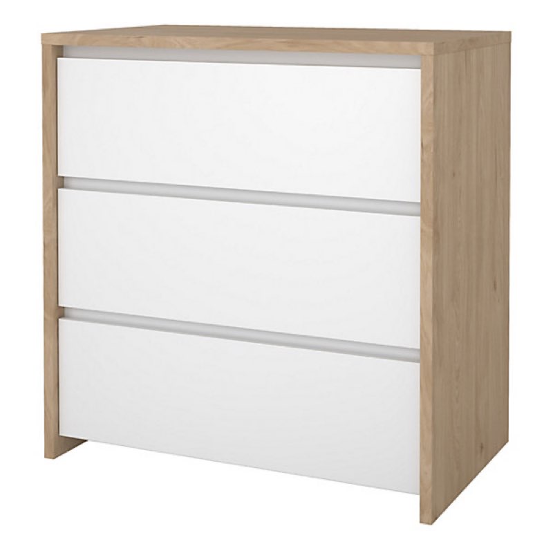 Next 31-Inch Wide 3-Drawer Chest, Jackson Hickory/White High Gloss,Box 2/2