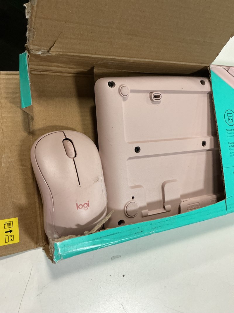 Condition photo showing As Is for Logitech MK270 Wireless Keyboard and Mouse Combo for Windows, 2.4 GHz, 8 Multimedia Keys, PC, Laptop, Wireless Keyboard Compact Mouse Combo - Rose