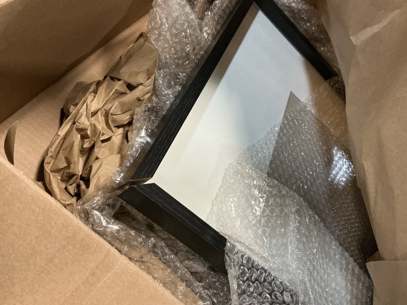 Condition photo showing As Is for Kate and Laurel Gibson Modern Wall Picture Frame Set of 3; 16x20 matted to 8x10; Black; Three-Piece Frame Set for Gallery Wall Frame Set in Living Room Wall Décor Black 16x20 matted to 8x10