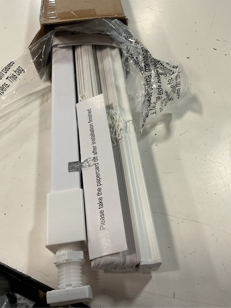 Condition photo showing Good Condition for lazblinds no tools no drill 1" vinyl mini blinds, cordless blinds for windows, light filtering horizontal window blinds & shades, 28" w x 64" h, white cordless-white 28" w × 64" h
