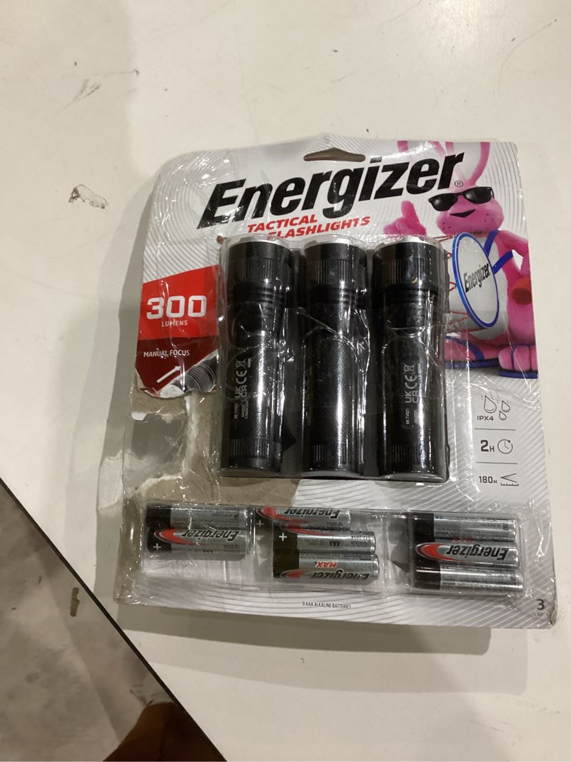 Condition photo showing As Is for energizer t-300 led flashlights (3-pack), bright flash light for tactical edc, camping, and emergencies (batteries included)
