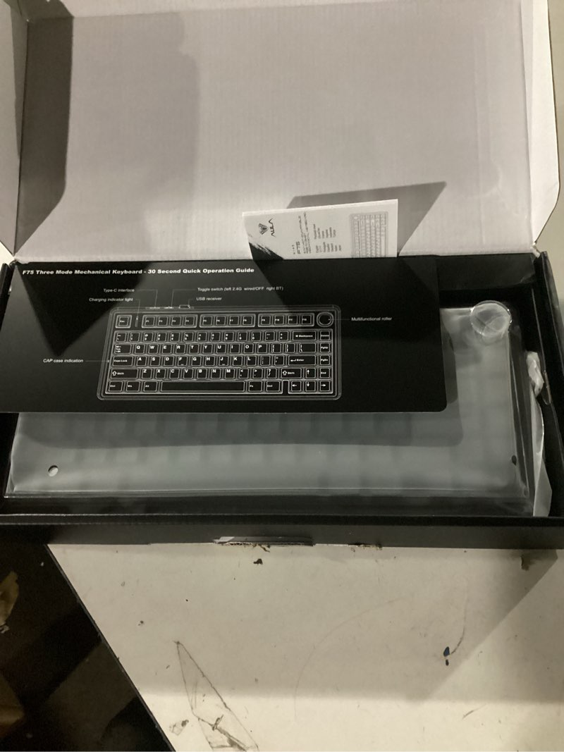 Condition photo showing New/Like New for AULA F75 Pro Wireless Mechanical Keyboard,75% Hot Swappable Custom Keyboard with Knob,RGB Backlit,Pre-lubed Reaper Switches,Side Printed PBT Keycaps,2.4GHz/USB-C/BT5.0 Mechanical Gaming Keyboards F75 Pro-Black