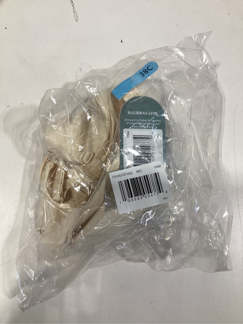 Condition photo showing Good Condition for Bali Women's Wireless Bra DF3463, Comfort Revolution Full-Coverage Wirefree, Moisture-Wicking Bra 38C Light Beige Swirl