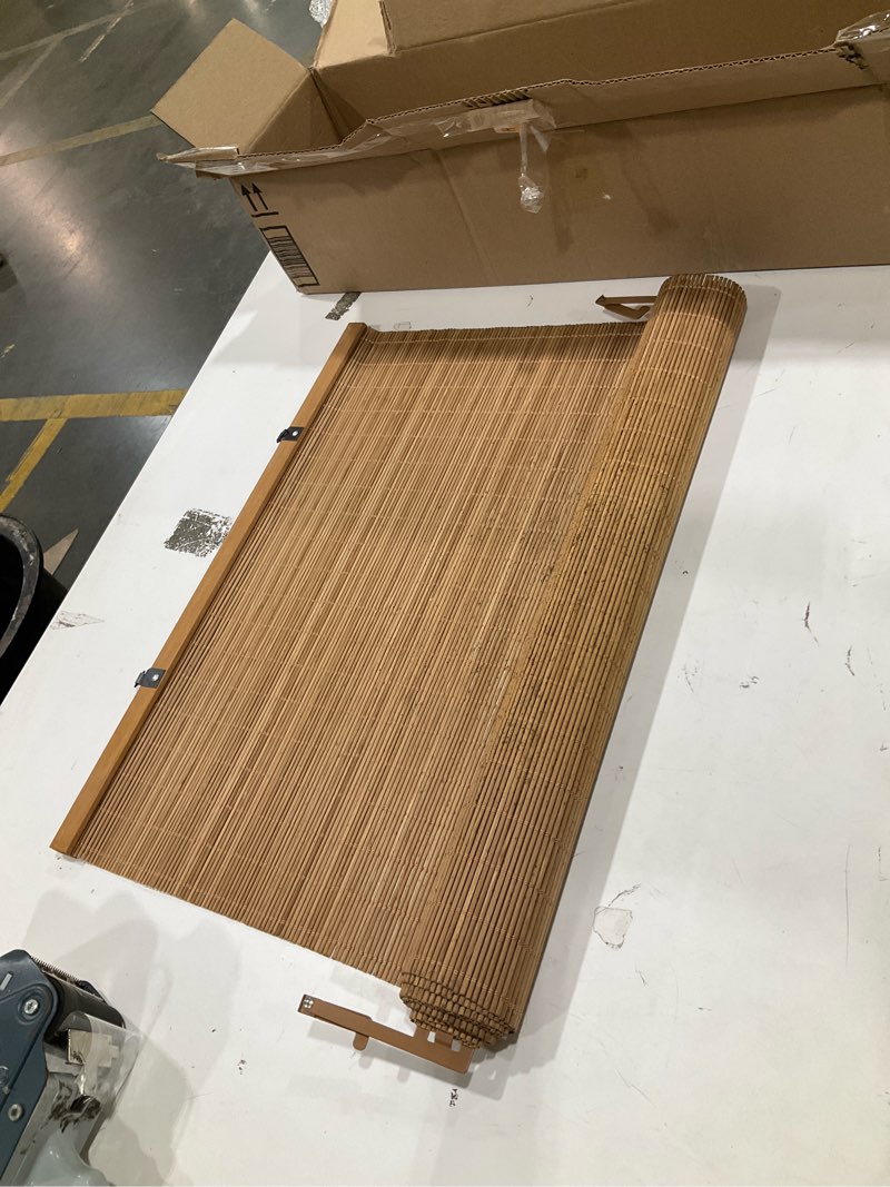 Condition photo showing Good Condition for bamboo blinds for interior windows, easy to install bamboo shades for indoor windows, custom roller shades for indoor window and outdoor patio, 23" w x 48" h
