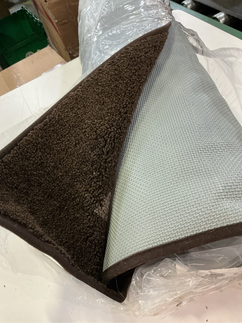Condition photo showing As Is for machine washable runner rug 32" x 120", non slip kitchen mat for floor, absorbent entryway rug for kitchen, bedroom, living room, hallway, door (roll packing) brown 32" x 120"