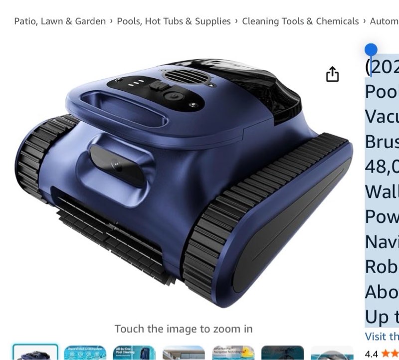 2026 new) robotic pool cleaner - pool vacuum 180w brushless motor, 48,000pa suction, wall climbing, ai-powered path sonar navigation, 3 modes robot for inground & above-ground pools up to 2150 sq. ft