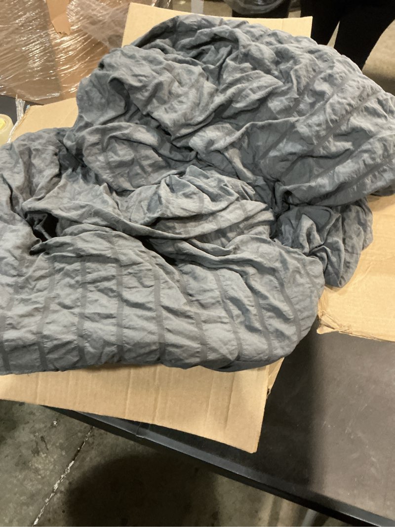 Condition photo showing As Is for (unknown size)cozylux queen comforter set dark grey seersucker 7 pieces bed in a bag queen comforter set with sheets, luxury soft bedding set with down alternative comforter, sheets, pillowcases & shams all seasons dark grey queen