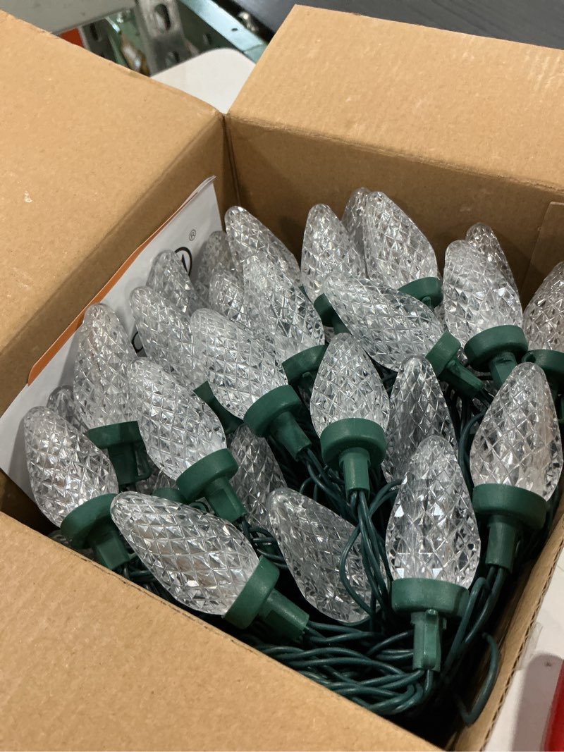 Condition photo showing As Is for C9 Christmas Lights Outdoor, 72 FT 110 LED C9 String Lights, 8 Modes & Timer Connectable Waterproof for Christmas Tree Light Indoor Outdoor Roofline Patio Outside Garden Yard Xmas Decor, Warm White Warm White 110 LED