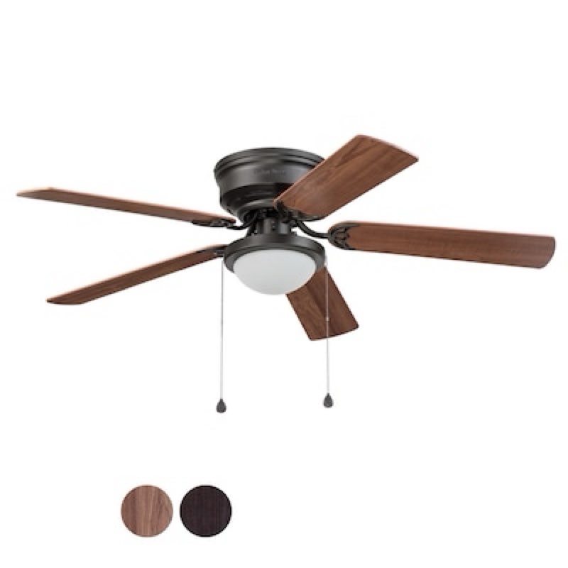 harbor breeze armitage 52-in bronze flush mount ceiling fan with light and pull chain included