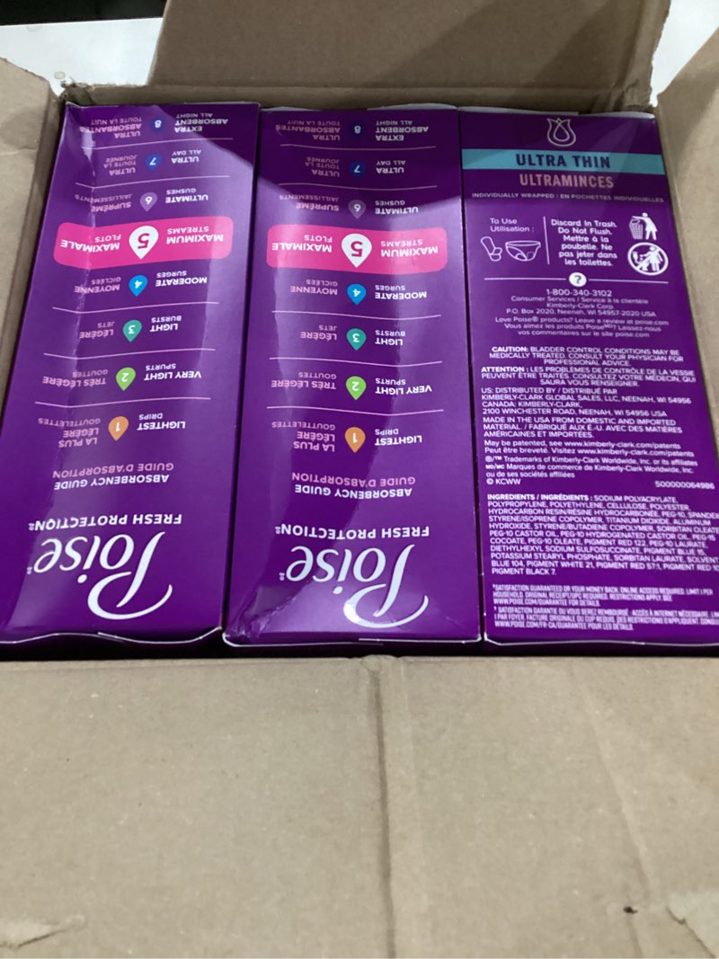 Condition photo showing New/Like New for Poise Ultra Thin Incontinence Pads & Postpartum Pads for Bladder Leaks, 5 Drop Maximum Absorbency, Long Length, 108 Count, Packaging May Vary Long 108