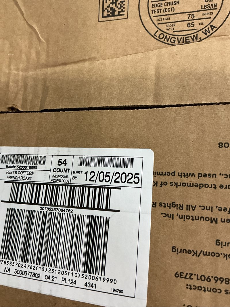Condition photo showing Good Condition for (Best by 12-05-2025)Peet's Coffee, Dark Roast K-Cup Pods for Keurig Brewers - French Roast 54 Count (1 Box of 54) Packaging May Vary (B06VWK65H8)