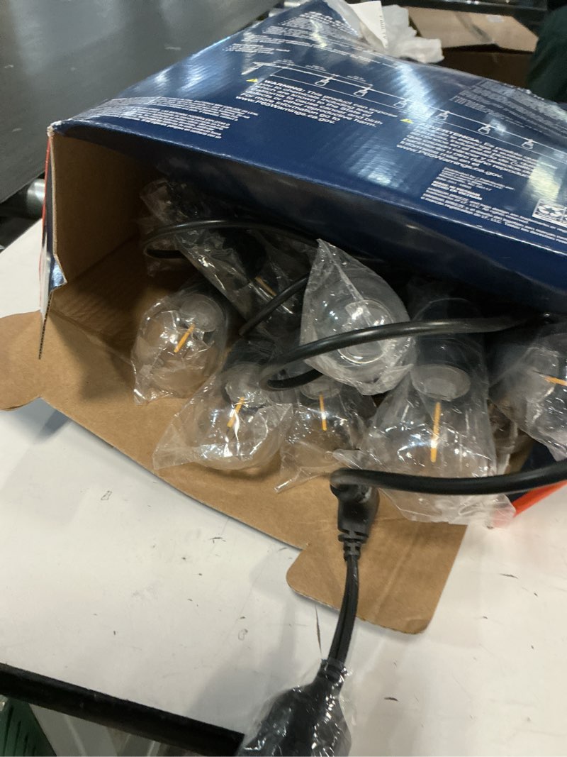 Condition photo showing Good Condition for harbor breeze 48-ft solar black indoor/outdoor string light with 20 white -light led edison bulbs