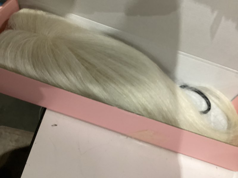 Condition photo showing Good Condition for reecho human hair toppers for women real human thick hair topper invisible wiglett for daily wear adding instant volume, white blonde white blonde 3.6x4.6"