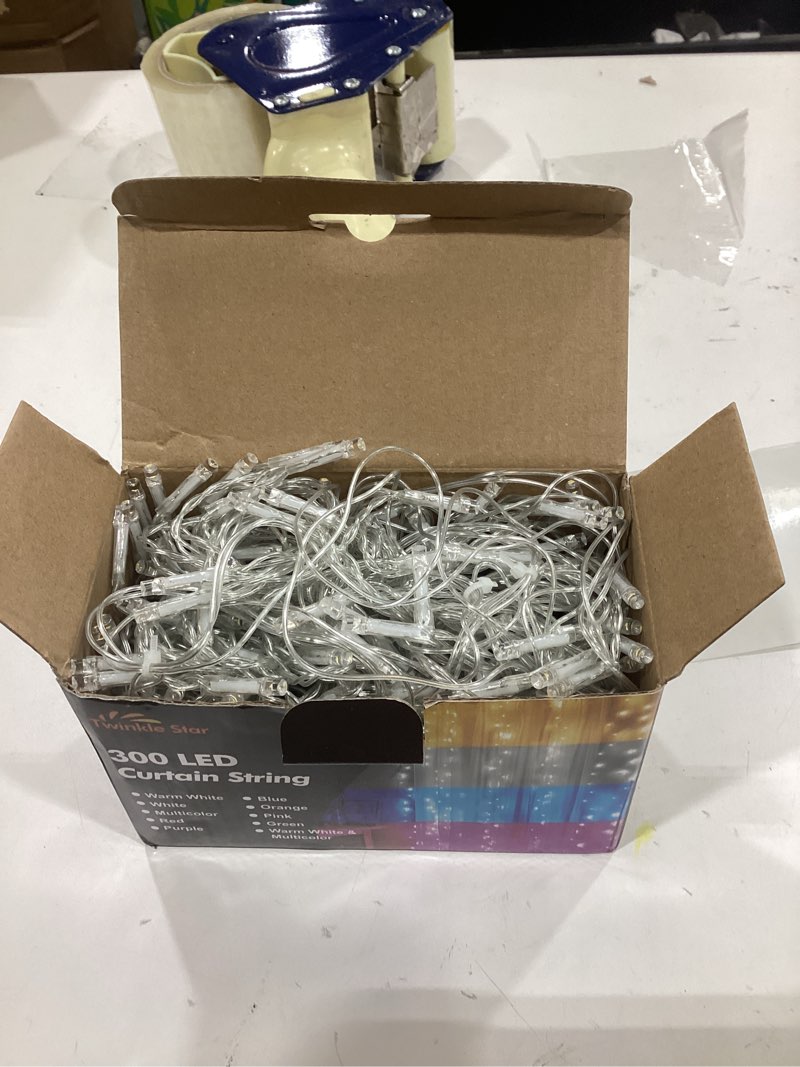 Condition photo showing New/Like New for Twinkle Star 300 LED Curtain String Lights, 8 Modes Plug in Fairy Lights for Bedroom,Wedding,Party,Birthday, Hanging Twinkle Light for Indoor Outdoor Wall Window Backdrop Decoration, Warm White *Warm white 300 LED