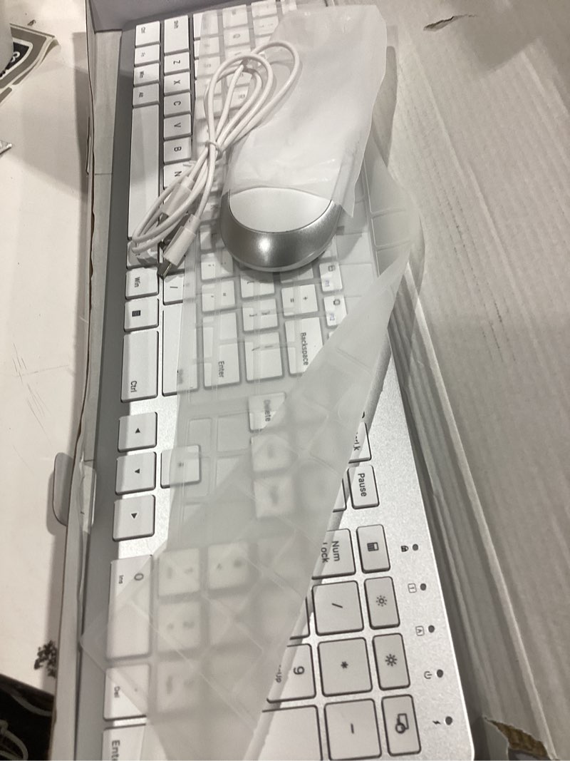 Condition photo showing Good Condition for seenda wireless keyboard and mouse combo, rechargeable quiet keyboard mouse, sleek and ultra thin design, full-size with number pad for windows, laptop, pc, notebook, desktop- silver and white white and silver