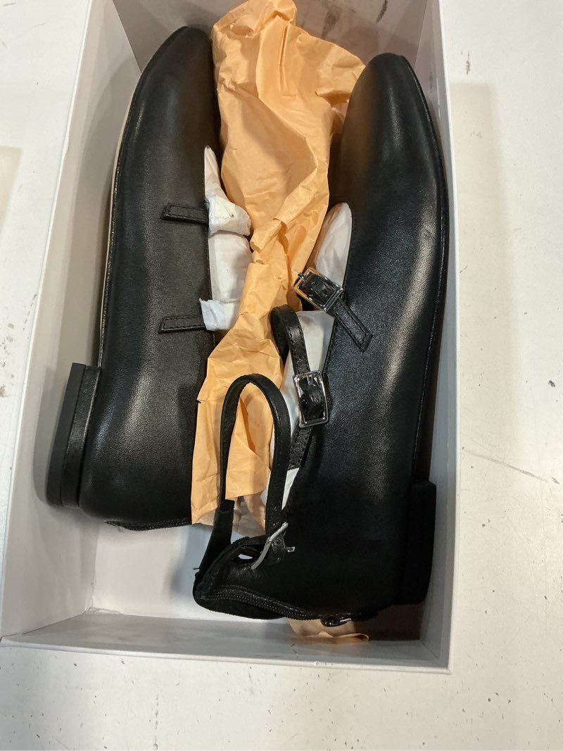 Condition photo showing New/Like New for quince italian leather strappy ballet flat, 7, black 