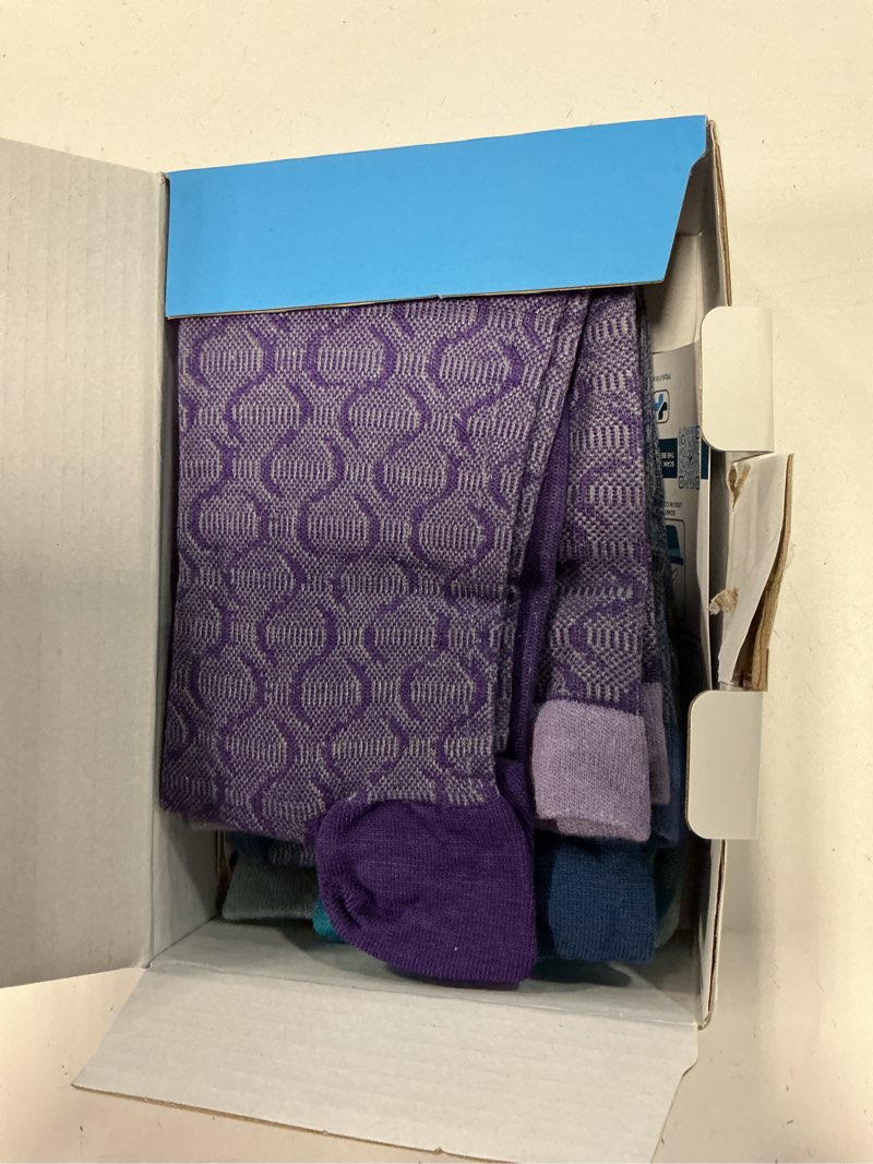 Condition photo showing Good Condition for doctor's select® 3 pairs plus size compression socks wide calf - bamboo viscose knee high socks | circulation support xx-large s pattern (purple/indigo/teal) - 3 pairs