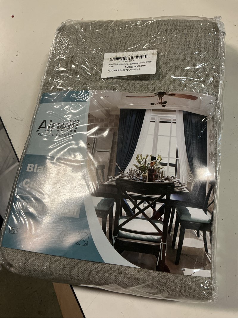Condition photo showing New/Like New for airwill blackout linen curtains 72 inches long 2 panels, thermal insulated burlap curtain & drapes, grommet room darkening textured curtains for bedroom living room (52x72 inch,light beige)