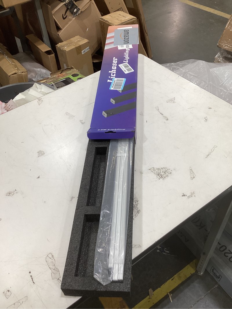 Condition photo showing As Is for lichaser led recessed lighting for acoustic panel, 6 pcs of 3000k dimmable led strip light for wood slat wall panel in parallel with touch sensor, self-adhesive for slat wall decor (4*28 in+2*16 in)
