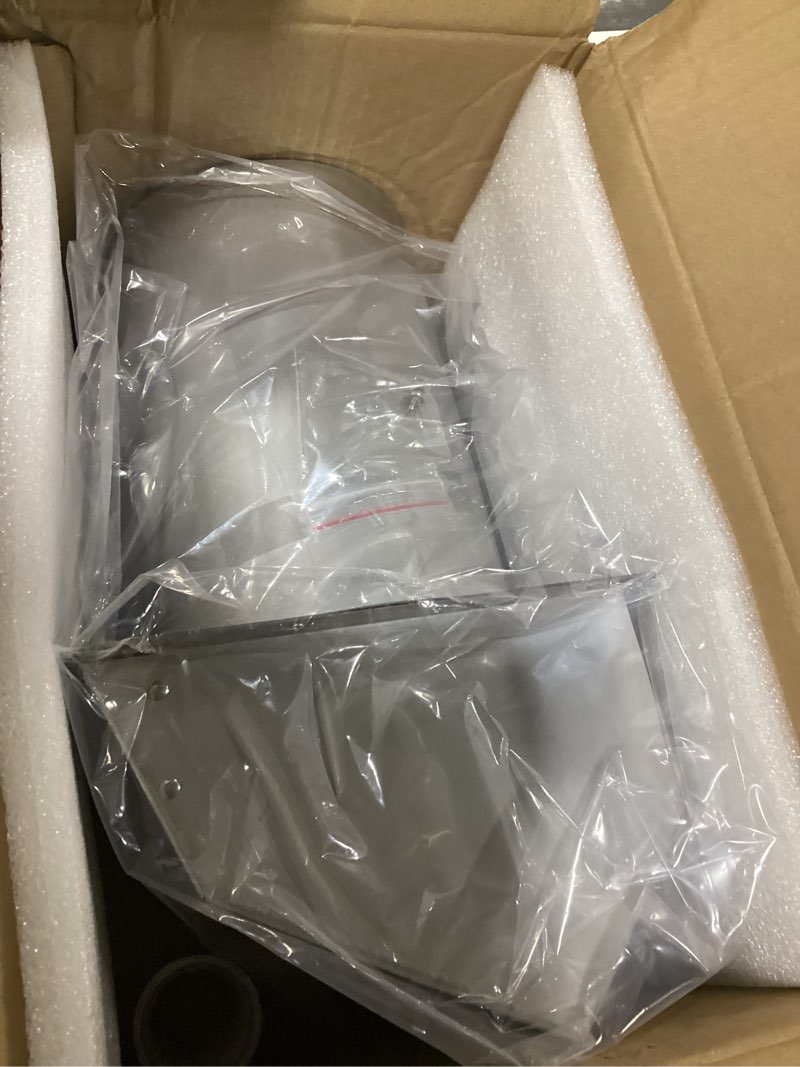 Condition photo showing As Is for 6 Inch Wall Vent Cover,Exterior Wall Vent Hood with Screen and Damper Exhaust Dryer Vent Cover Outside,External Extractor Wall Exhaust Vent Cap for Range Hood Kitchen Outdoor Air Vent,Stainless Steel 6 Inch Stainless Steel