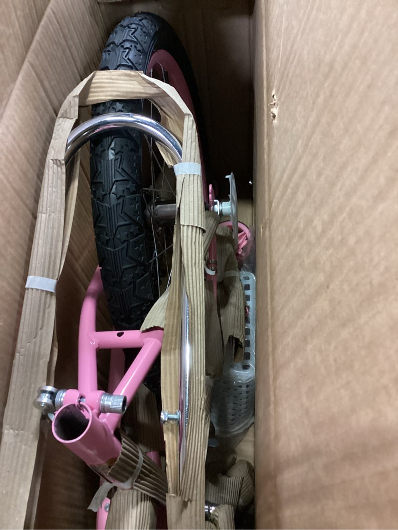 Condition photo showing As Is for JOYSTAR Angel Girls Bike for Toddlers and Kids Ages 2-13 Years Old, 12 14 16 18 20 Inch Kids Bike with Training Wheels & Basket, 20 24 Inch Girls Bicycle with Handbrake & Kickstand Cherry Pink 20 Inch With Training Wheels & Kickstand