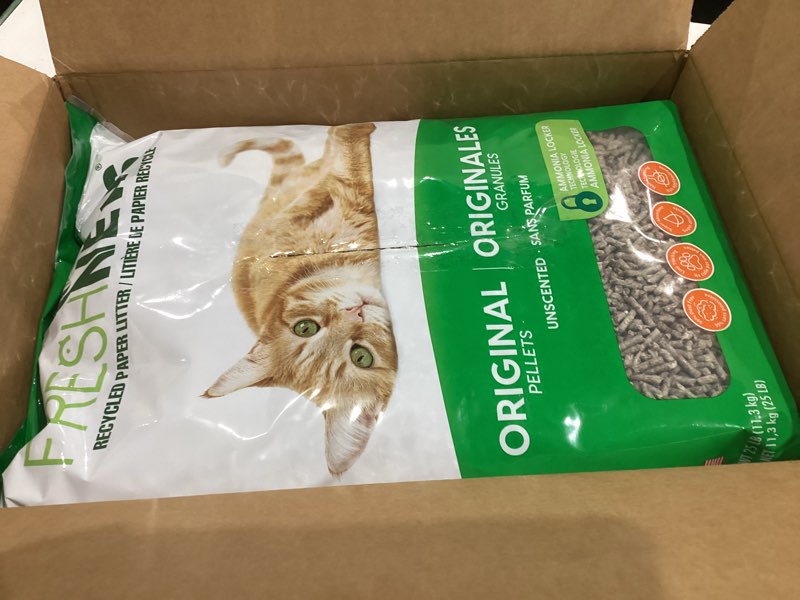 Condition photo showing As Is for Fresh News Recycled Paper, Original Pellet Cat Litter, 25 Pound,Packaging May Vary Original Pellets 25 Pounds