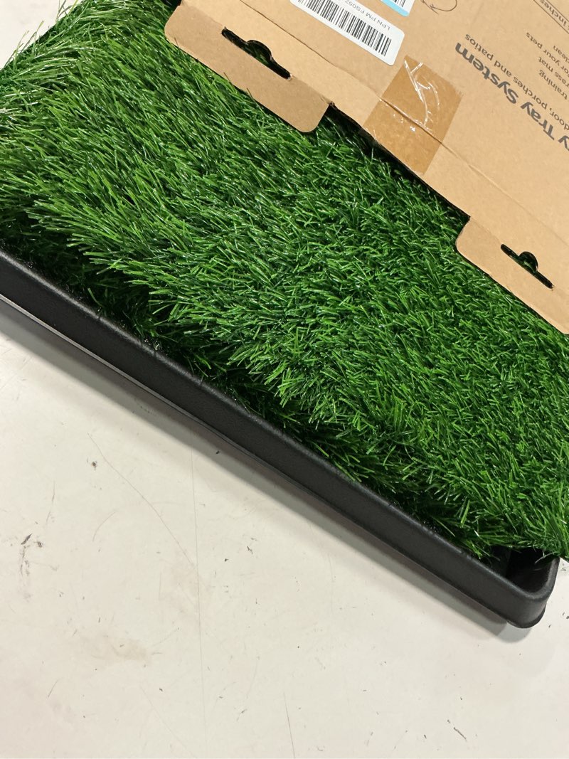 Condition photo showing Good Condition for loobani dog grass pad with tray - dog litter box - indoor potty for apartment and patio training - with 2 packs grass pee pads for replacement, 16×20 inch tray potty 16*20inch