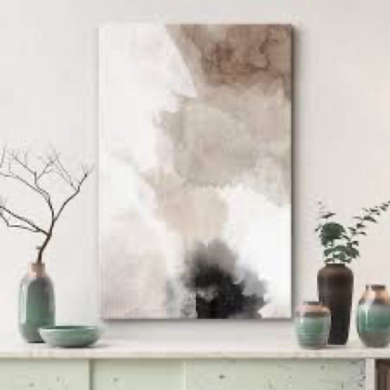 faded textured tan and gray color blocks abstract shapes minimalism contemporary nordic wall decor on canvas print