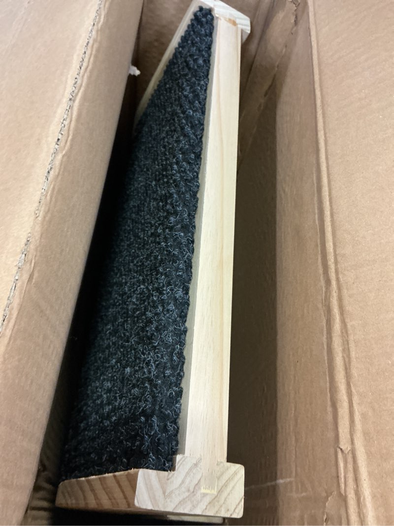 Condition photo showing Good Condition for dog ramp for bed, 64\" long foldable pet ramp for small large dogs, dog ramps for high beds car, high traction with platform 6 adjustable heights 24\" to 30\" up to 220lbs black black 64\"x 17inch