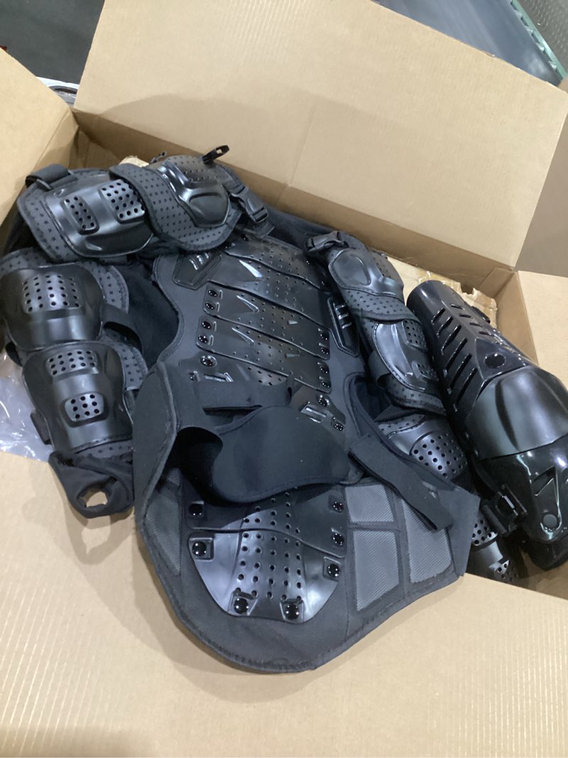 Condition photo showing Good Condition for (used)adult motorcycle protective jacket and knee pads, motorcycle accessories, back spine chest protector, full body chest armor for motocross dirt bike gear large black