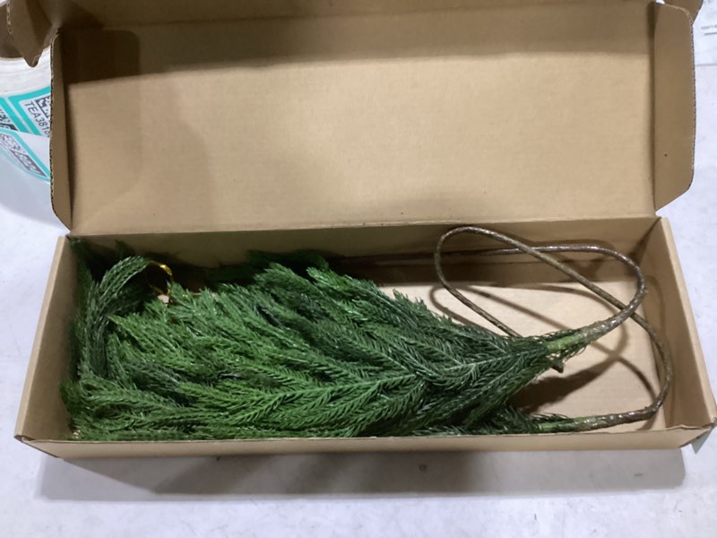 Condition photo showing Good Condition for Real Touch Norfolk Pine Branch -36" Artificial Christmas Green Plants Branches Faux Greenery Stem Fake Cedar Pine Picks for Vase DIY Crafts Garland Wreath Xmas Indoor Outdoor Home Decor (6 Pcs)