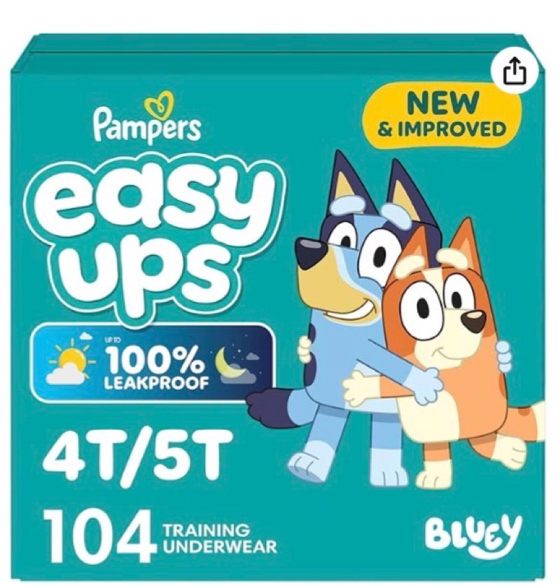 Pampers Training Pants - Easy Ups Boys & Girls Bluey - Size 2T-3T, 140 Count, Children's Potty Under