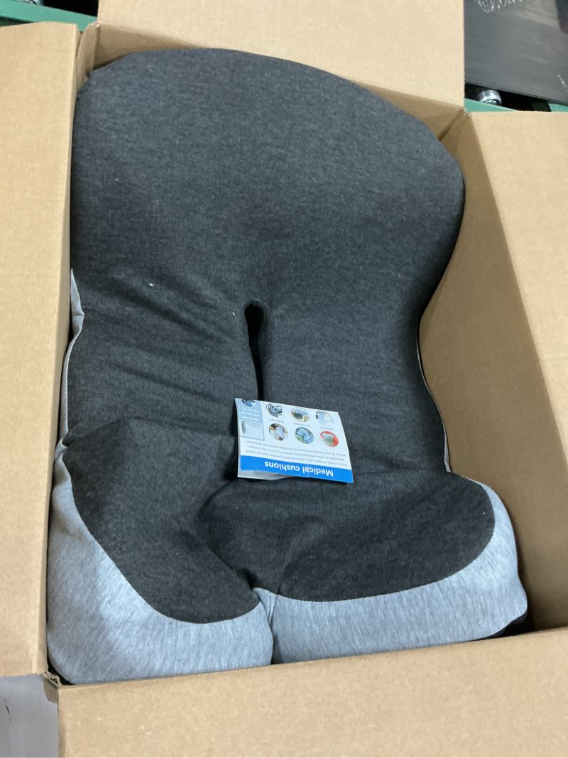 Condition photo showing Good Condition for seat cushion, office chair cushions for tailbone relief, seat cushions for office chair with l-shaped ergonomic design & adjustable strap, memory foam chair cushion for long sitting worker(black gray)