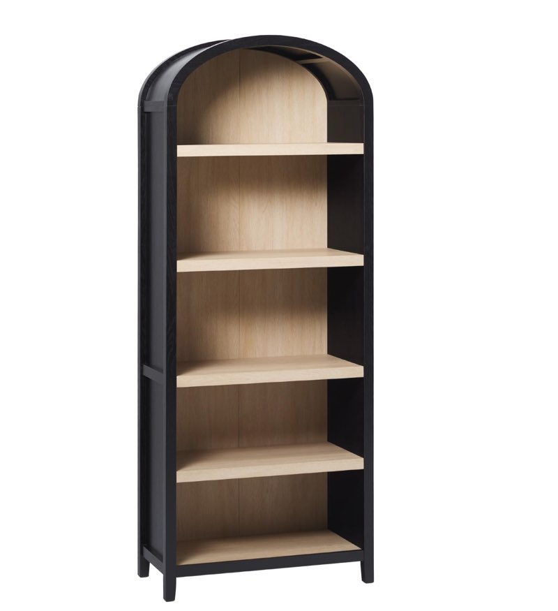 Walker Edison Modern Curved Top Open 5-Shelf Bookcase, Arched Bookshelf for Home Office, Living Room, Bedroom, Versatile Attractive Storage Solution, Black