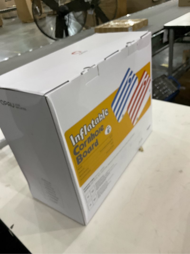 Condition photo showing As Is for QPAU Inflatable Cornhole Board Set, 3 x 2 ft Corn Hole Games for Adults with 8 Bean Bags & 8 Water Bags, Portable Cornhole Boards for Outdoor Sports Games, Beach and Tailgates