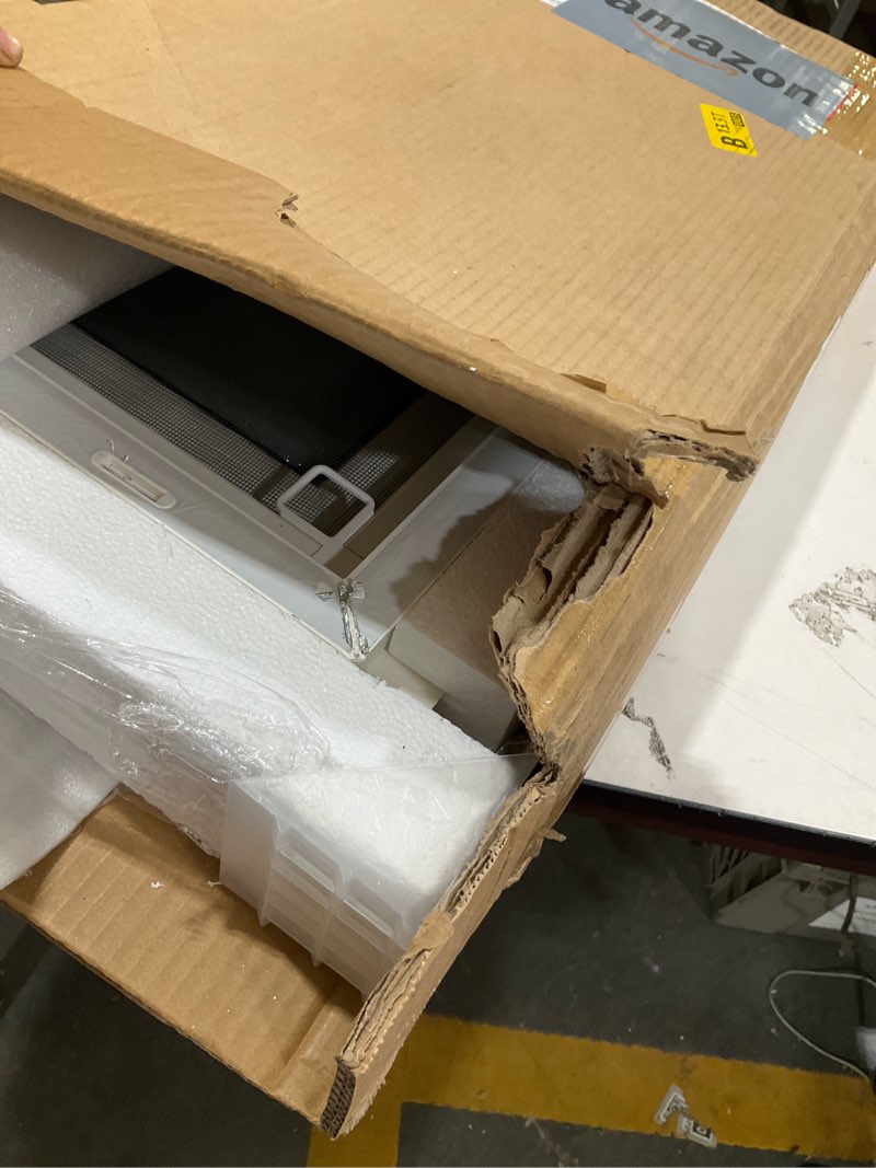 Condition photo showing Good Condition for vinyl basement window, 32" x 18" bathroom sliding window with double pane insulated tempered glass and fiberglass screen for basement, bathroom, shed (white) 32x18 in white
