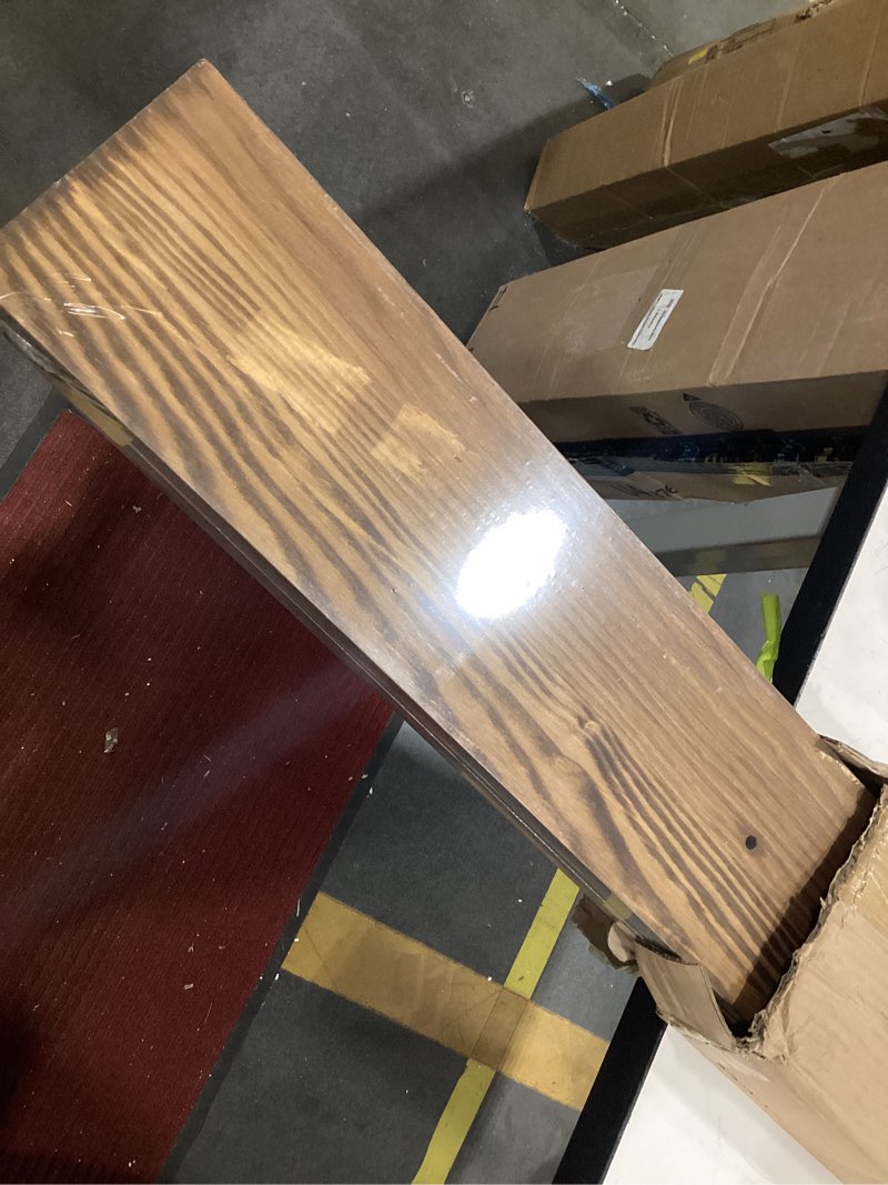 Condition photo showing Good Condition for fun memories 32inch long floating shelves for wall, 8 inch deep wood shelves for kitchen, bathroom, bedroom wall floating shelf with invisible brackets for books, storage, decor, brown - set of 3 brown 32"w x 8"d