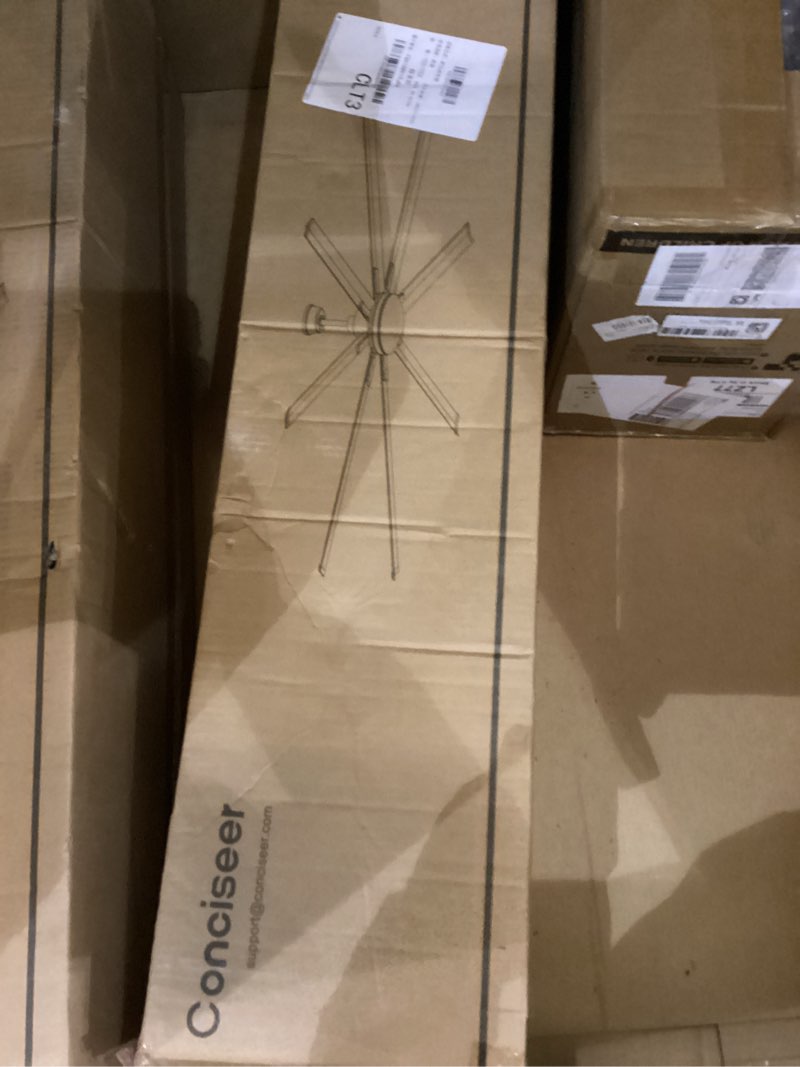 Condition photo showing New/Like New for Modern Ceiling Fans with Lights, 100 Inch Ceiling Fan with Light and Remote,Living Room Library Cafe Outdoor/Industrial, 36W 3CCT 8 Aluminum Blades 6 Speed Reversible Quiet DC Motor, Black Black 100Inch