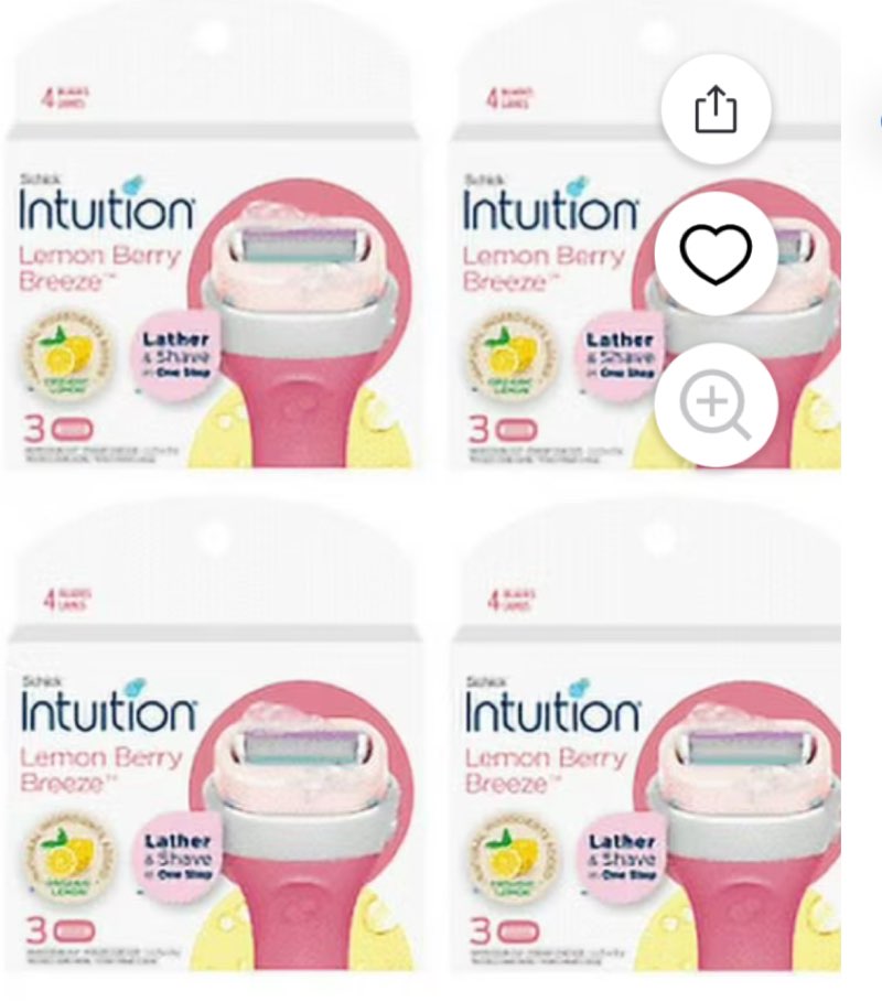 Schick Intuition Refill, Lemon Berry Breeze Razors for Women | Intuition Razor Blades Refill with Organic Lemon, 8 Count Razor Refills