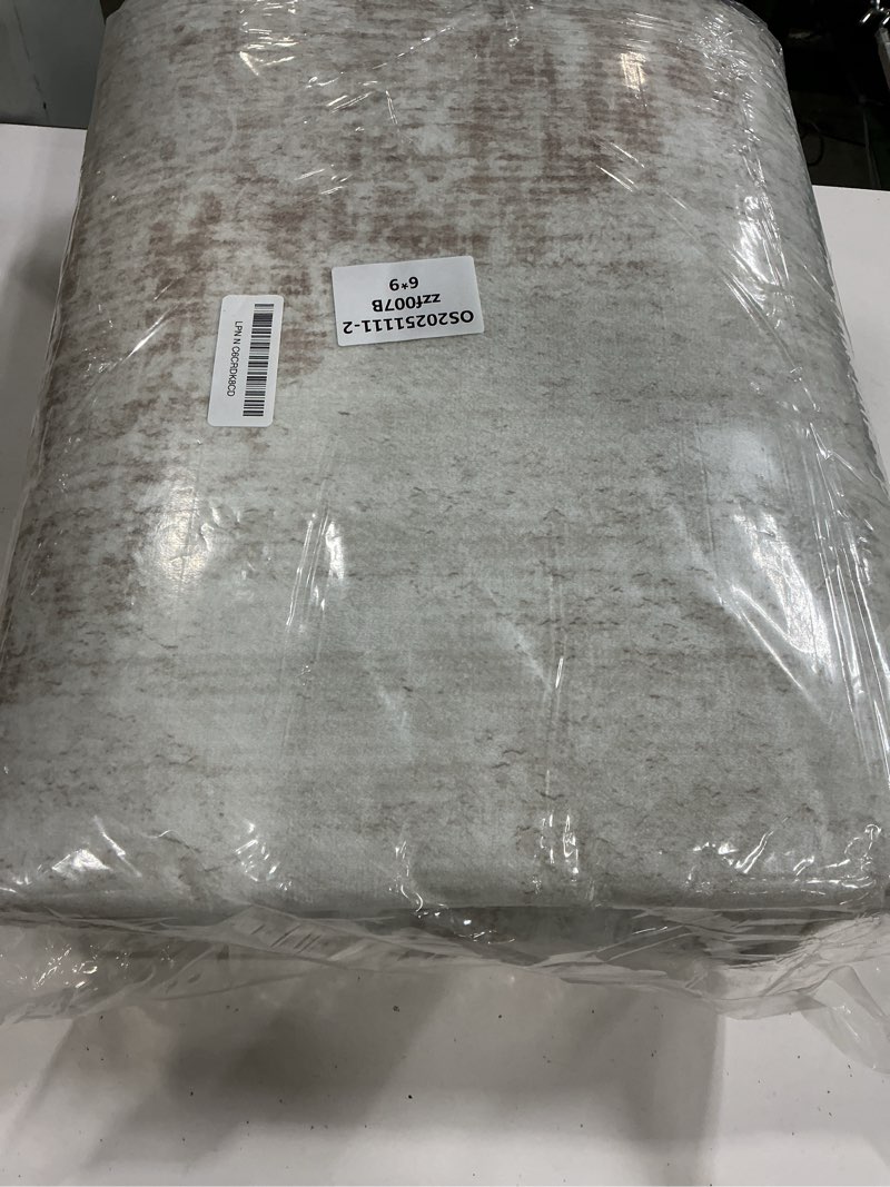 Condition photo showing Good Condition for area rug 6x9 vintage rug: washable living room rugs retro medallion distressed large rugs soft low pile non-slip indoor floor carpet for bedroom kitchen nursery dining table office (beige, 6'x9') beige 6' x 9' (rectangular)
