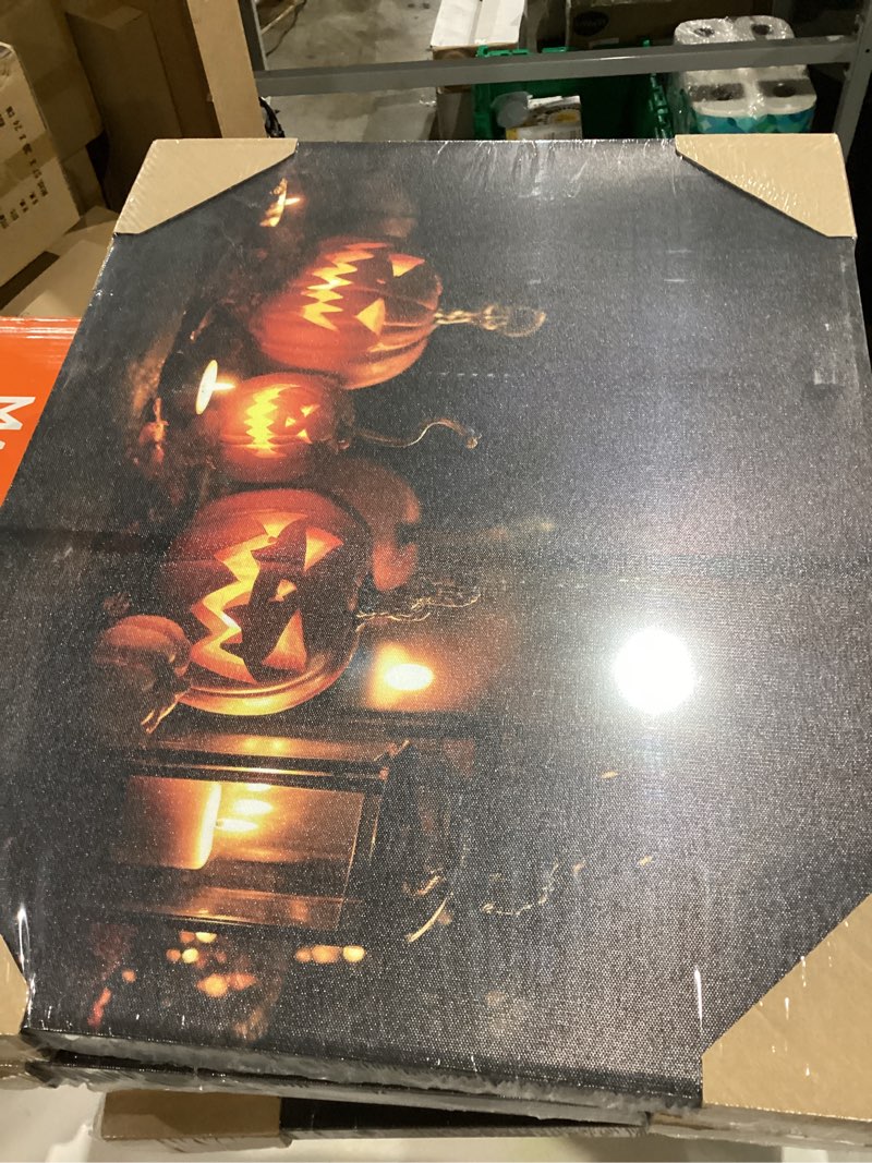 VIYYIEA Christmas Wall Art with LED, Hanging Stars Lighted Canvas Picture Prints, Battery Operated Light Up Wall Decor, Christmas Gifts for Home Living Room - 20L x 16W Hanging Stars 20"L x 16"W