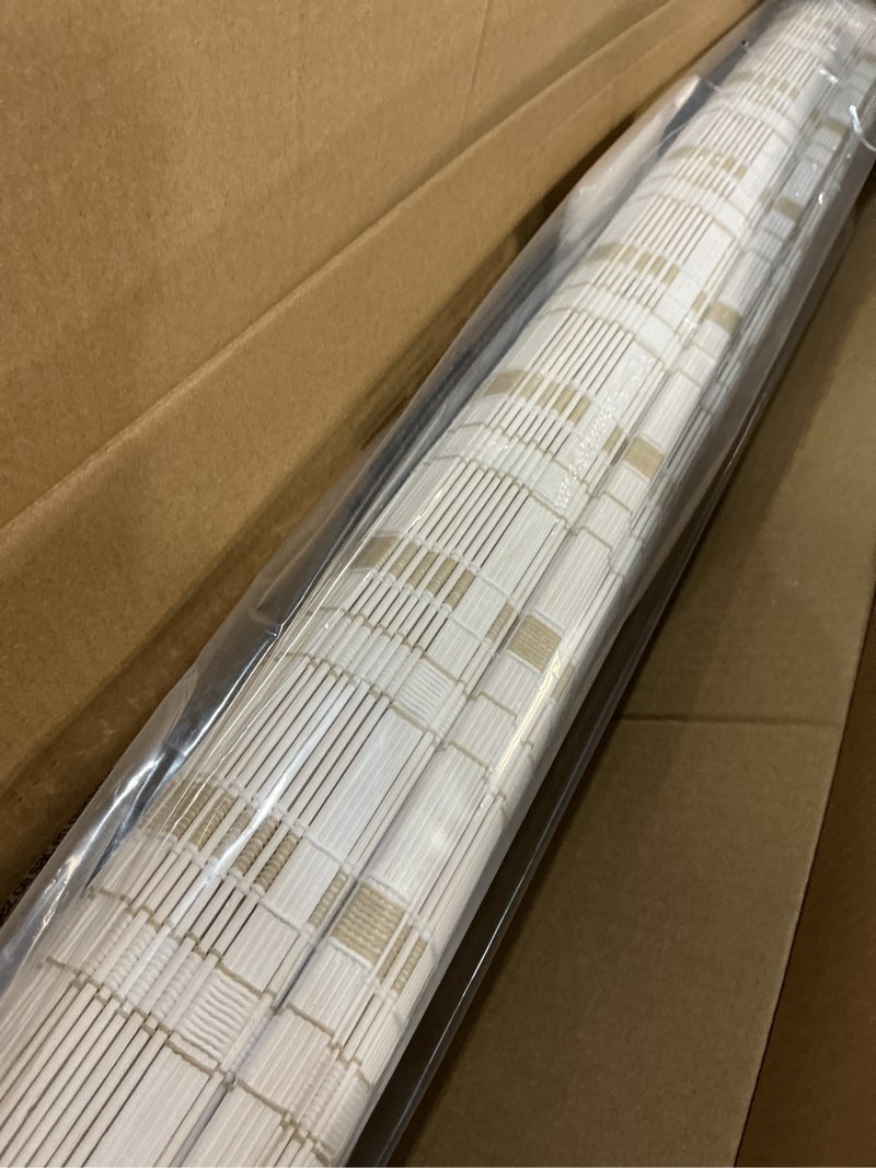 Condition photo showing New/Like New for lazblinds cordless bamboo blinds, roll up shades for windows, light filtering hanging window blinds, bamboo shades for patio indoor/outdoor porch, 23'' w x 48'' h, whitewash b whitewash b 23'' w x 48'' h