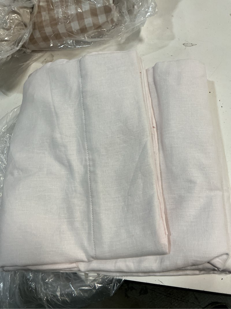 Condition photo showing Good Condition for quince european linen room darkening curtain, 48x84, vintage blush