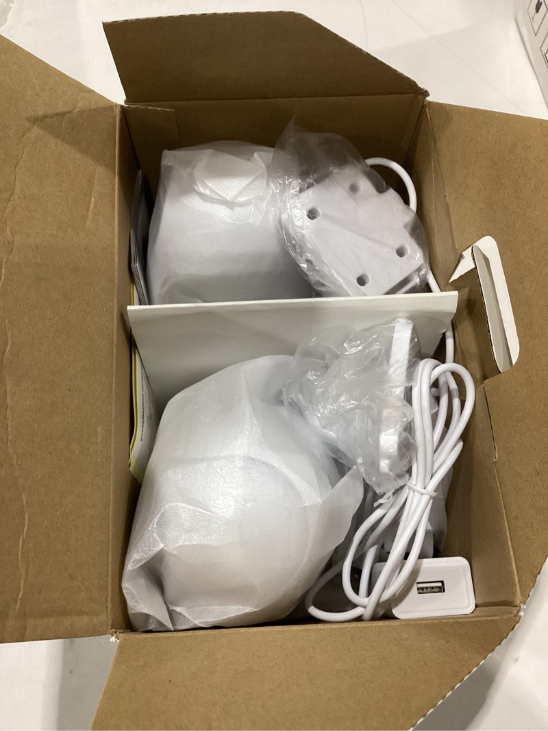Condition photo showing New/Like New for ckk 2k security cameras wireless outdoor,2pack 2.4g/5g wireless, 360 degree ptz, pir motion detection, color night vision, 2-way talk, waterproof, audible & floodlight alarm for home works with alexa white-2p