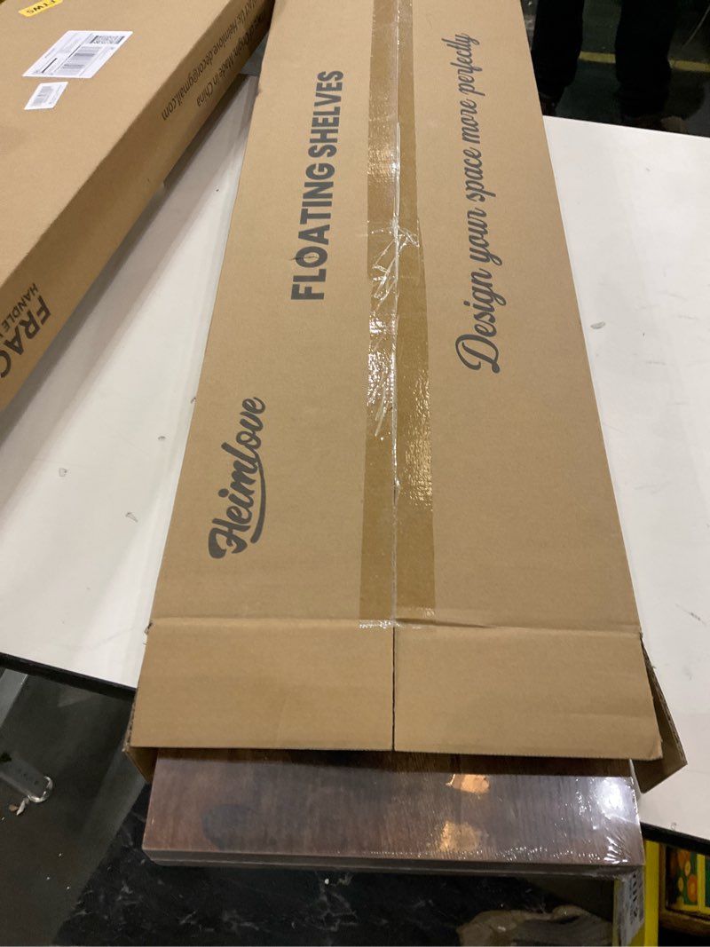 Condition photo showing New/Like New for Heimlove 36 Inch Floating Shelves for Wall,10 Deep Brown Wood Shelves with Invisible Brackets,Wall Mounted Storage & Display Shelves for Bedroom,Living Room,Kitchen,Office Brown 35.7"W x 10.3"D x 1.8"H,New
