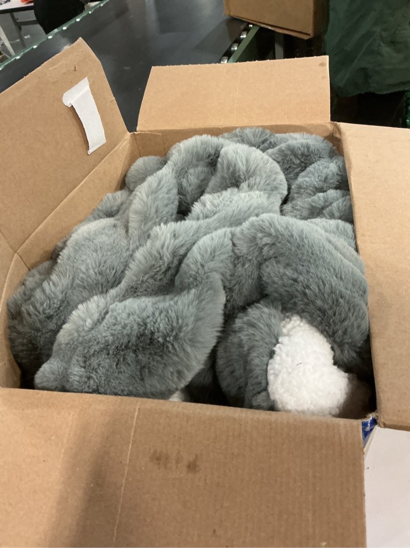 Condition photo showing As Is for Homemate Heated Blanket Electric Throw - 50"x60" Heating Blanket Throw 1/2/4/6/8 Hours Auto-Off 10 Heat Levels Over-Heat Protection Luxury 800 GSM Faux Fur 200 GSM Sherpa ETL Certification 10 - Stone Grey 50"x60"